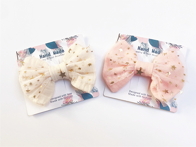 

Boutique 10pcs Fashion Cute Glitter Star Bow Hairpins Solid Color Cotton Bowknot Hair Clips Princess Headwear Hair Accessories