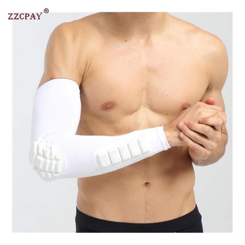 

Men's Sleeve Honeycomb Elbow Collision Avoidance Football Basketball Arm Sleeve Elbow Joint Protection Sports Protective Gear, White