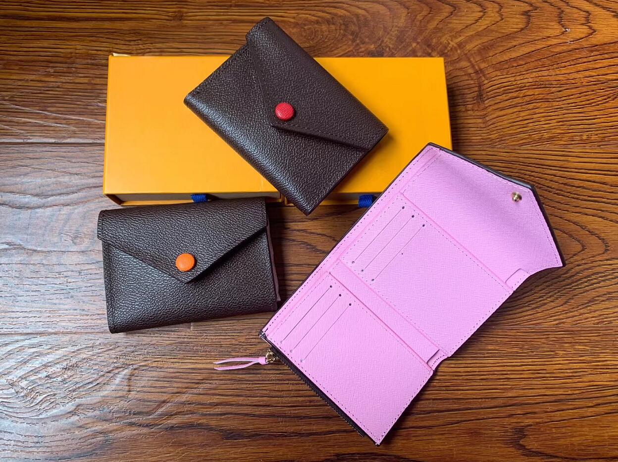 

Wholesale leather wallet for women multicolor designer short wallet Card holder women purse classic zipper pocket Victorine, Red;black