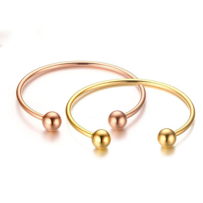 

New Fashion 3MM Signature Open Size Bangle Bracelet For Women Gold Rose Gold Stainless Steel Cuff Bracelet Charm Valentine's Day Jewelry, Black