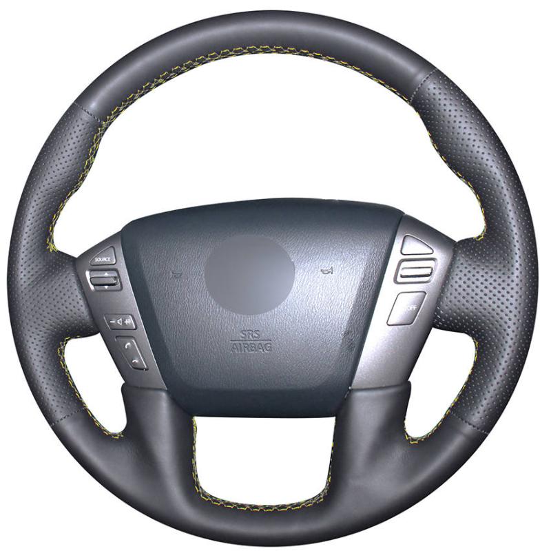 

Black Genuine Leather Car Steering Wheel Cover for Armada NV Cargo NV Passenger (US) Titan Infiniti QX56 2011