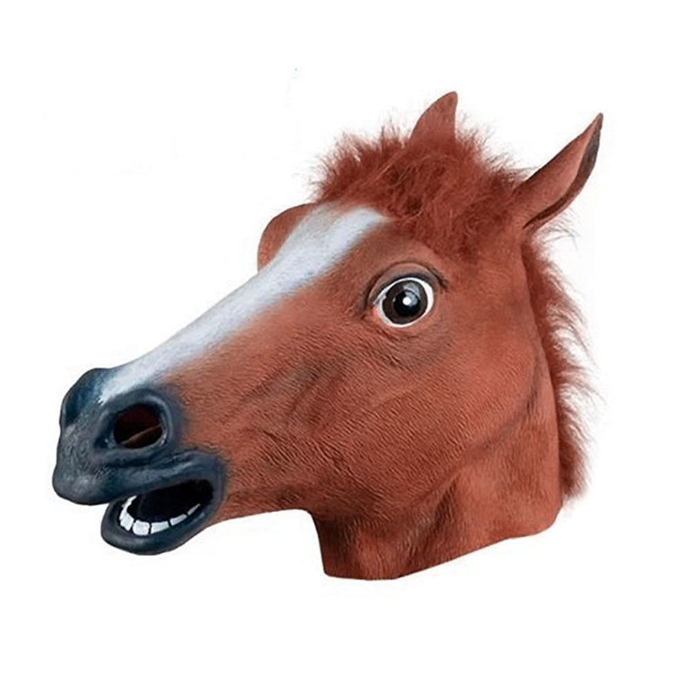 

Realistic Horse Head Masks Full Head Fur Mane Latex Creepy Animal Mask For Halloween Party Costume Props For Drop Shipp