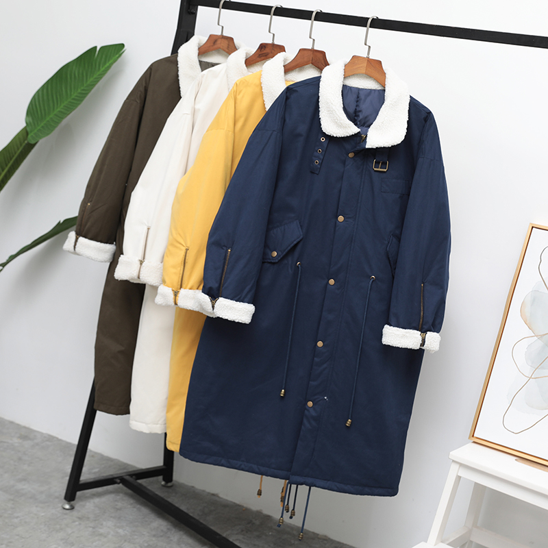 

Winter Jacket Women 2020 New Lambswool Long Down Parka 90% White Duck Down Jacket Warm Thicken Outwear Female Loose, Beige