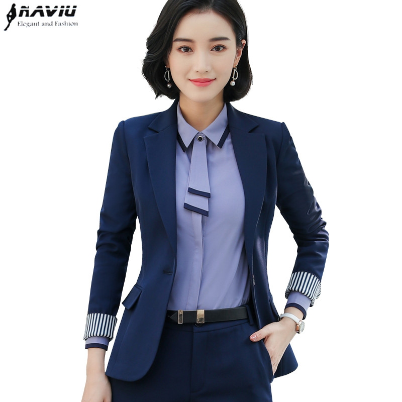 

Spring new elegant jacket women fashion formal long sleeve blazer office ladies work wear slim Interview outerwear, Navy blue blazer