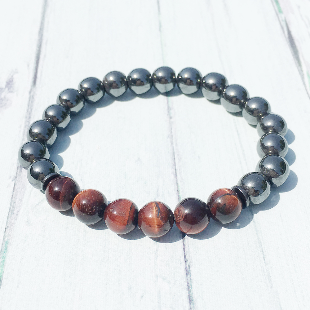 

MG0441 2019 Fashion Design Men`s Energy Bracelet Natural Red Tiger Eye Bracelet Trendy Hematite Powerful Balance Bracelet