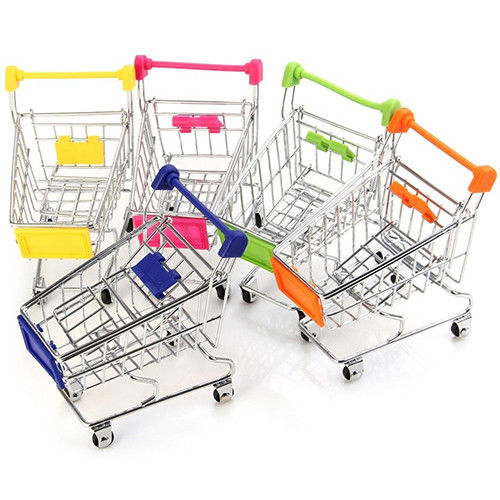 

Mini Supermarket Hand Trolley Shopping Cart Desktop Decor Desk Storage Toy Holder Accessory Children Gift DEC513
