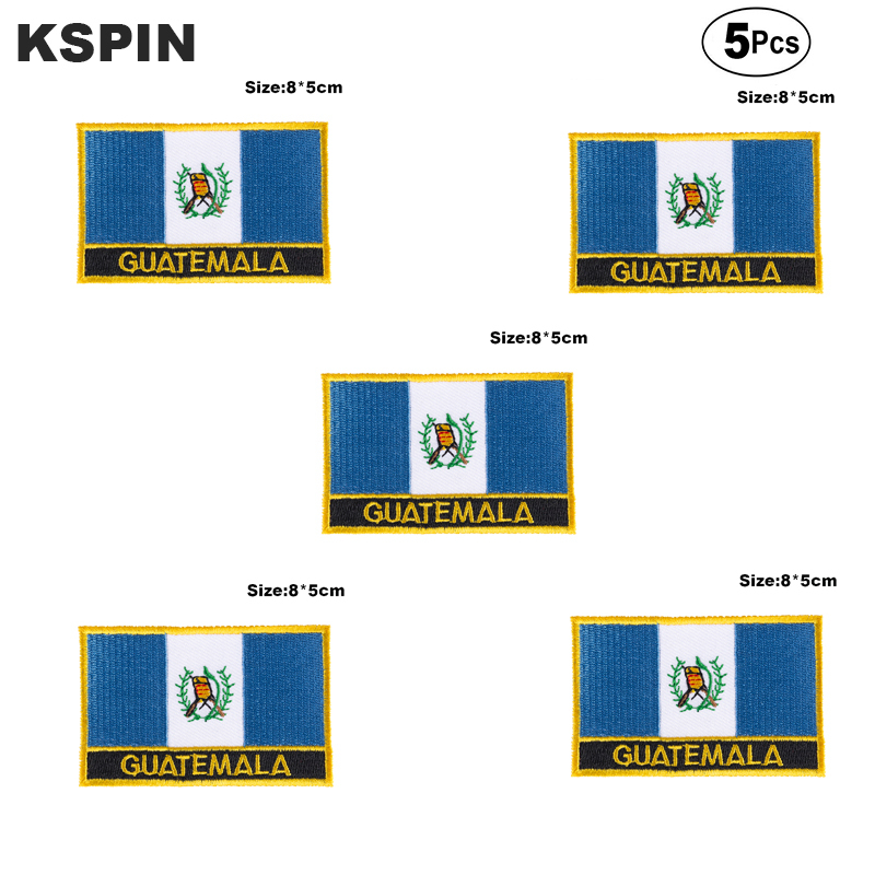 

Guatemala Flag Embroidery Patches Iron on Saw on Transfer patches Sewing Applications for Clothes in Home&Garden 5pcs