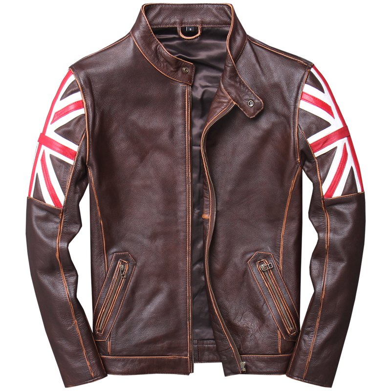 

2020 Vintage Dark Brown Men Biker's Leather Jacket Plus Size 5XL Genuine Cowhide Spring Slim Fit Motorcycle Coat FREE SHIPPING