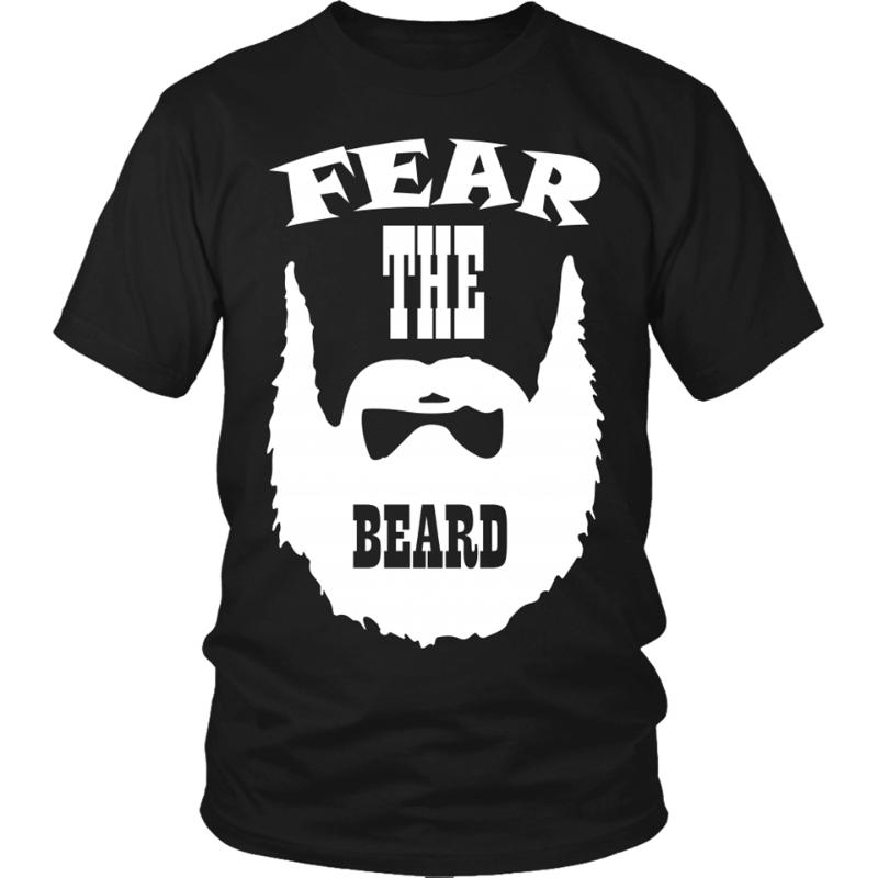 

Fear the beard funny beard Tshirt man funny season T-Shirt cool O Neck Tops Tee Shirt, Women white