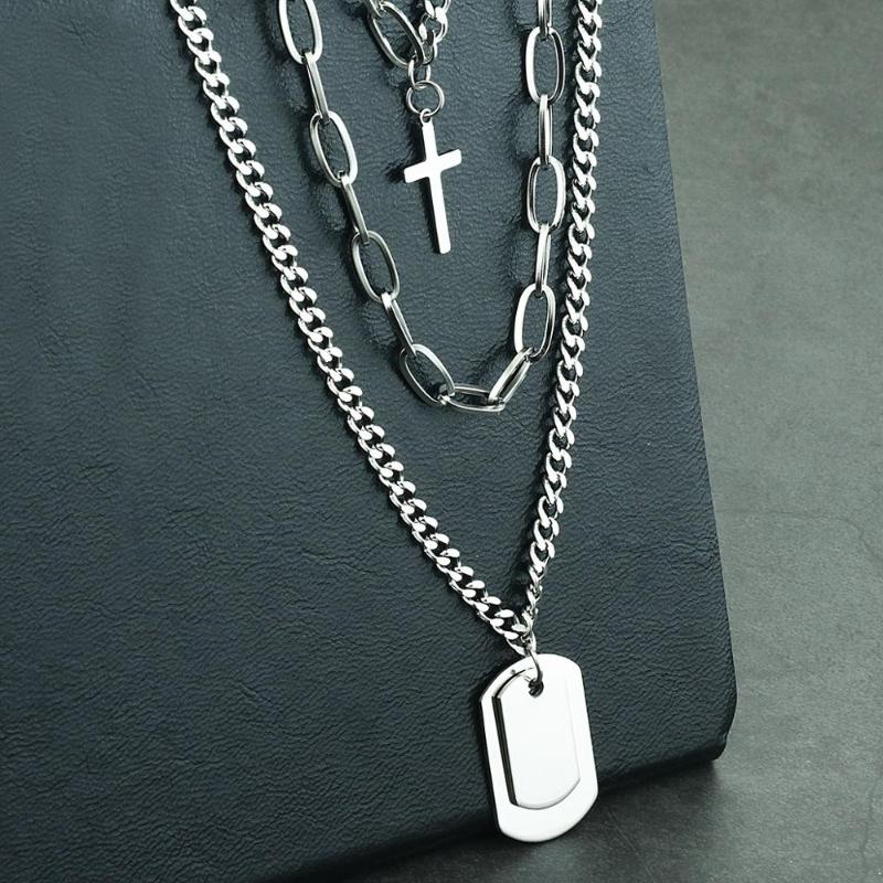 

Fashion Stainless Steel Streetwear Harajuku Necklace Womens Layer Crossing Pendant&Necklaces Hip Long Y Chain Jewelry NC203