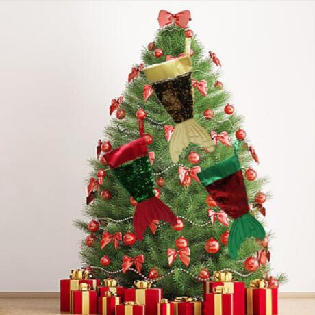 

Christmas Decorations Socks Gift Bags New Fishtail Sequins Socks Christmas Sock Festival Party Cute Supplies Hanging Christmas Decor C1596, Mixed styles;random delivery