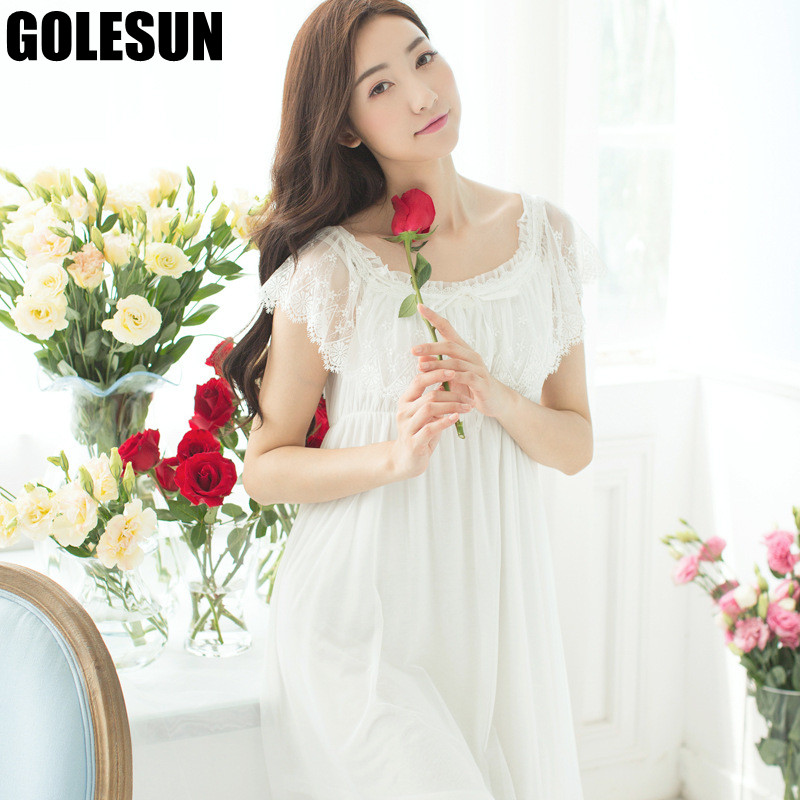 

Women Princess Nightgown Lovely and Sweet Vintage sexy Sleepwear lady bud Lace Strap sleeveless nightdress Lounge Home wear, Pink