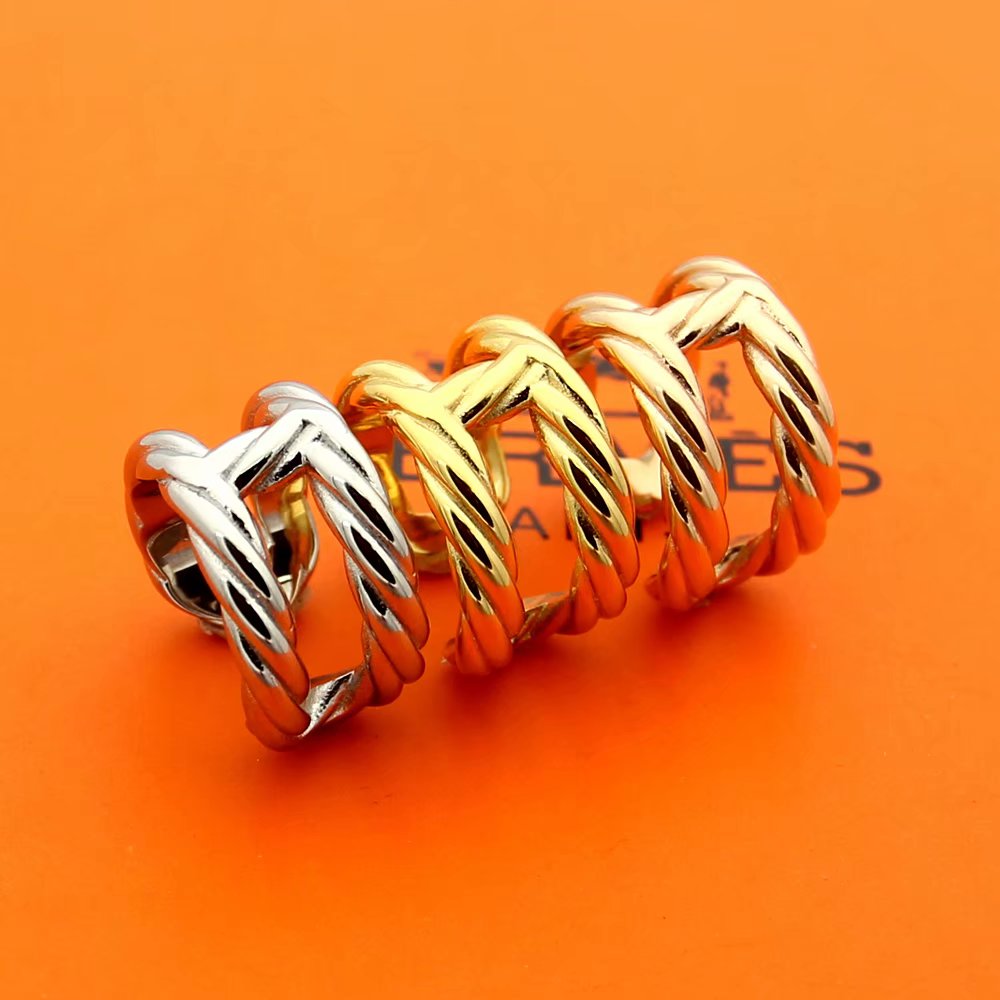 

Hot sale brand Logo 316L Stainless Steel Rings with h ring for Women and Men Rings Wedding Jewelry gift, Golden;silver