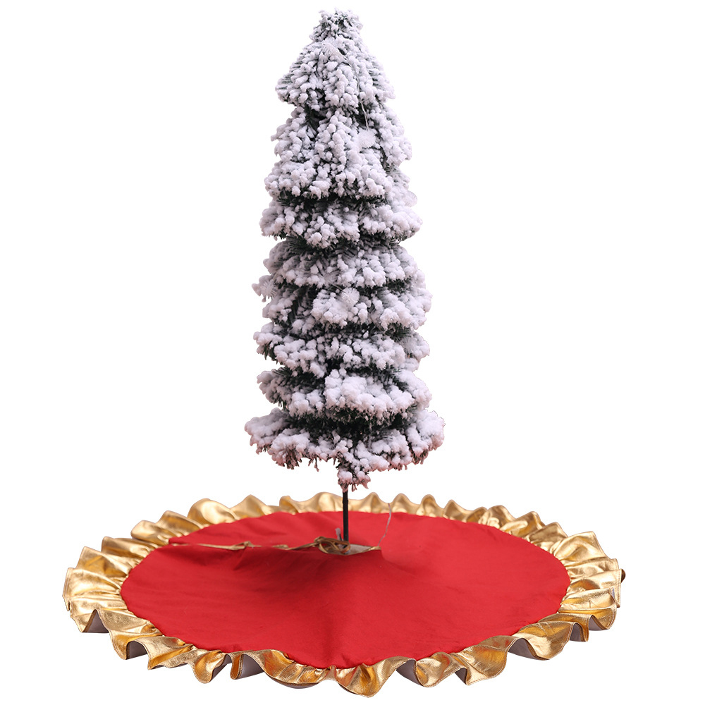 

Christmas Tree Skirt Decoration Red Golden Tree Cover Scene Arrangement Xmas Party Home Decor
