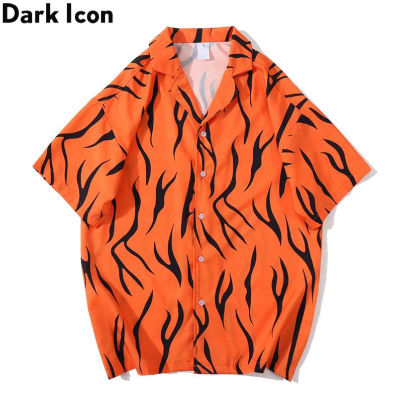 

Dark Printed Vintage Street Men's Shirt Turn-down Collar Hawaiian Shirts Summer Shirts for Man, Orange
