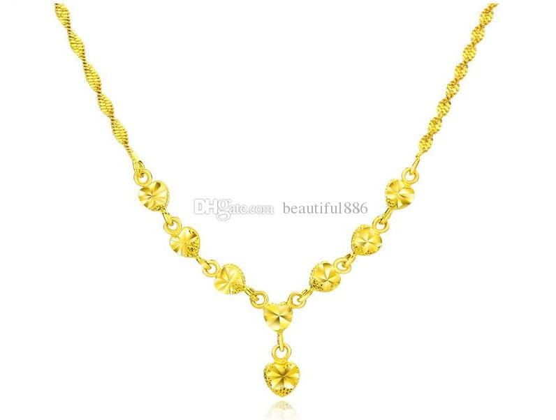 

New Luxury Gold Color Women Necklace Heart Design Ladies Link Chain Jewelry Accessories Necklaces Female Romantic Wedding Pendant Gift, Silver