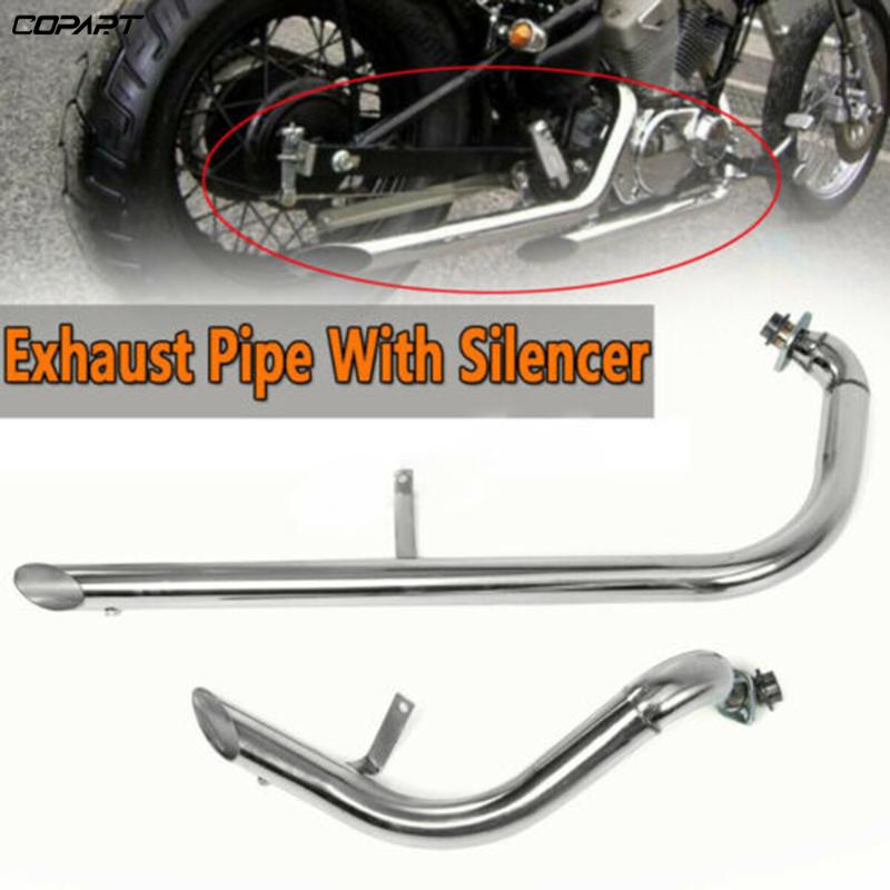 

For Virago/V star XV 250 XV 125 Motorcycle Exhaust Pipe Retr Slash Cut Pipe With Muffler Exhaust System+Silencers Chrome