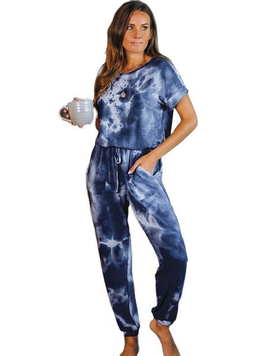 

Dropship Women Pajamas Coloring Short Sleeve 2 Pieces Set Lounge Wear Nightgown 2020 Spring Summer Home Suit Pocket Sleepwear, Black