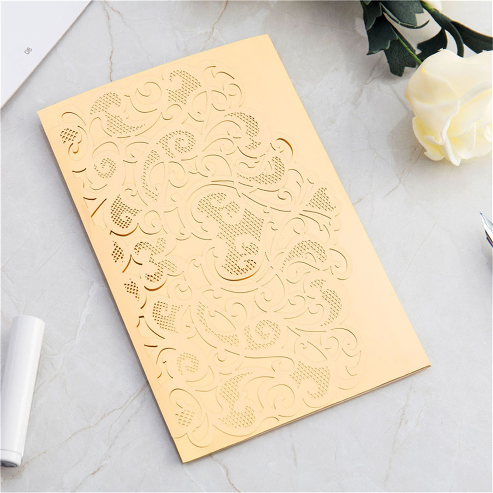 

10pcs Laser Cut Lace Wedding Invitation Card Gold Lace Business Greeting Card Artistic Party Decor Supplies