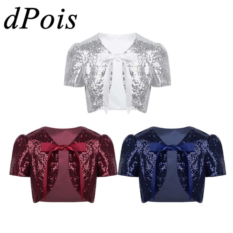 TiaoBug Kids Girl 3D Flower Long Sleeves Bolero Jacket Shrug Coat Wedding Dance Party Dress Cover Up