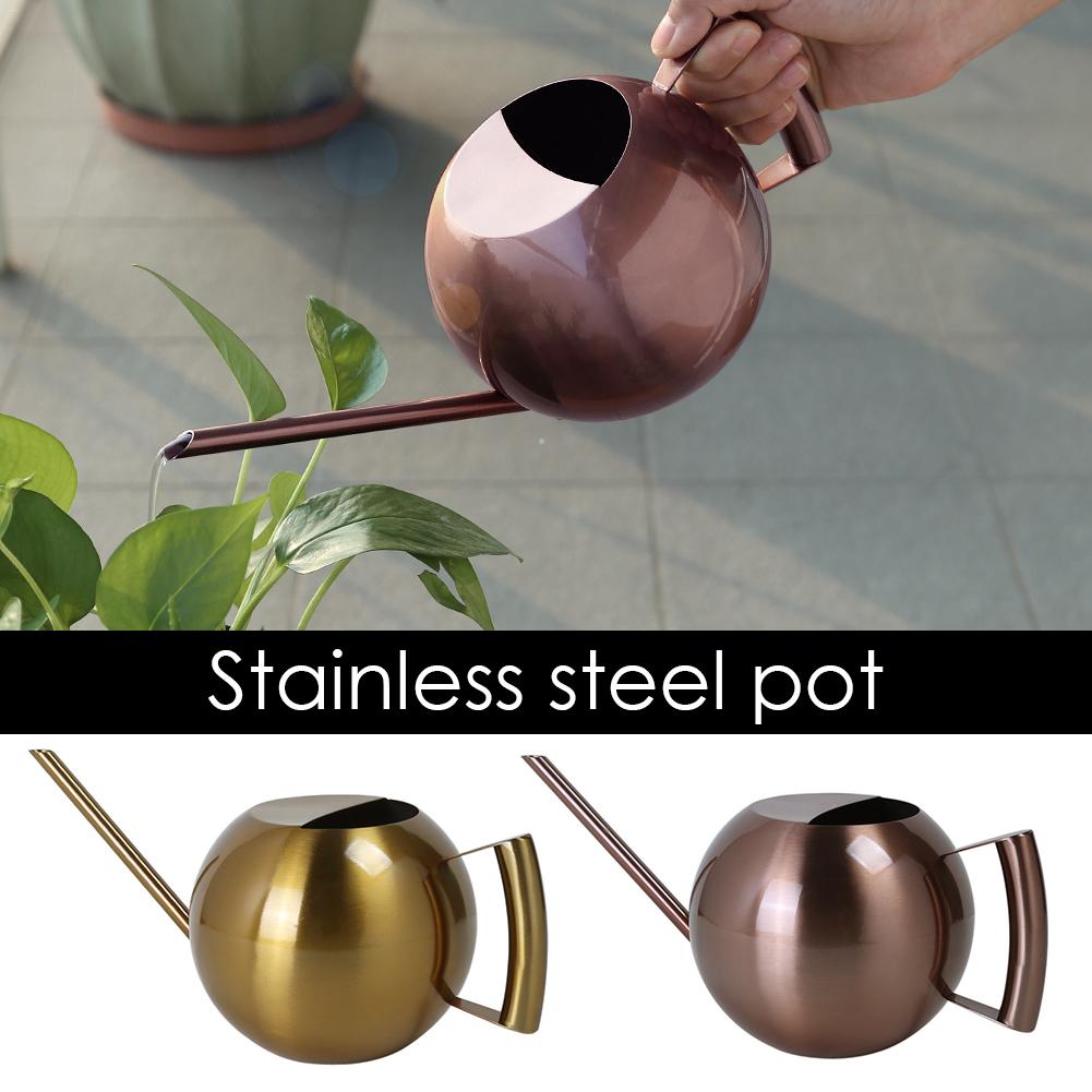 

European Gardening Watering Can With Long Mouth Pot Stainless Steel 1000ml Household Shower Pot Gold Copper Watering Flower Can