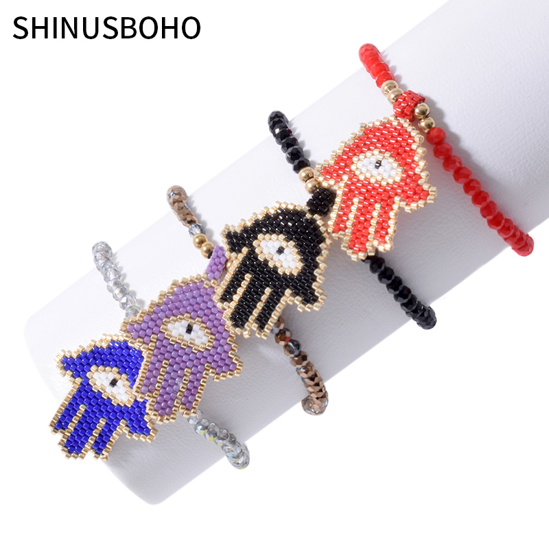 

2020 MIYUKI Evil Eye Bracelet Fatima Hamsa Hand Bracelets Women Delica Beads Jewelry Pulsera Mujer Handmade Boho