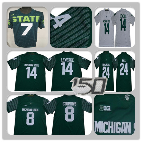 

Men Michigan State Spartans College Football MSU Jersey Rocky Lombardi Brian Lewerke LJ Scott Kirk Cousins LeVeon Bell Connor Cook Custom, Black