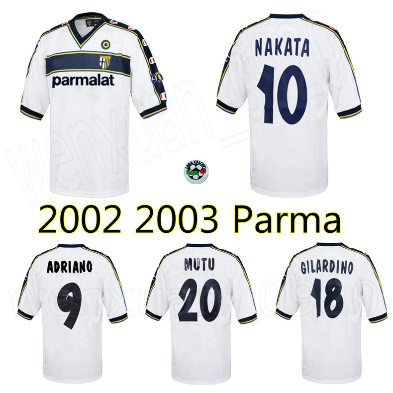 

2002 2003 Parma away retro soccer jersey 02 03 NAKATA Adriano Gilardino Mutu vintage classic old football shirt, Away jersey