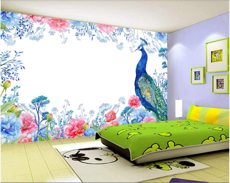 

3d wallpaper custom photo murals Modern flowering peacock background living room home decor 3d wall murals wallpaper for walls 3 d, Non-woven