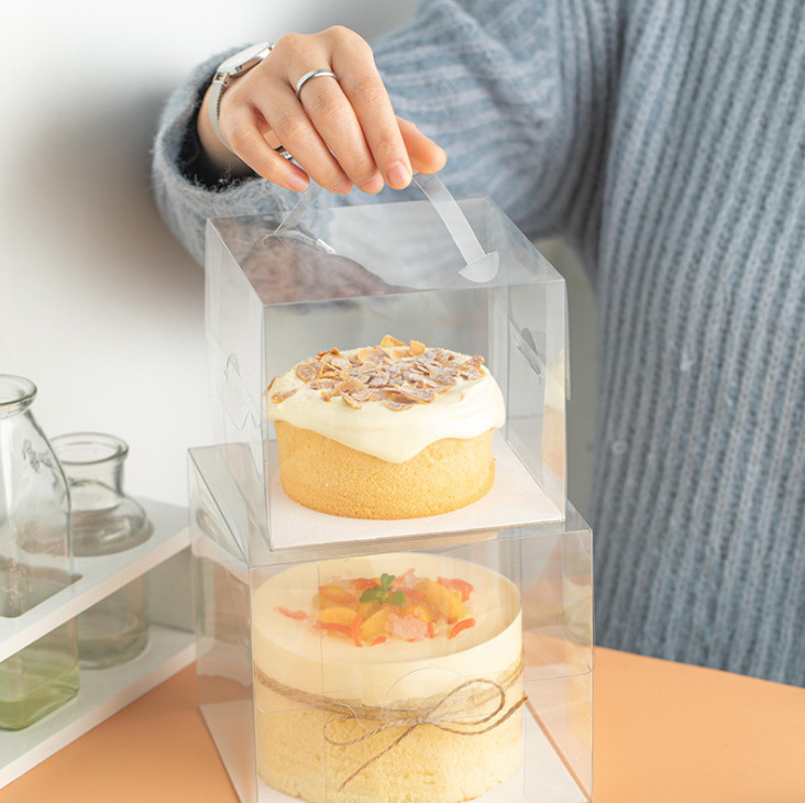

100pcs 4 inches 5 inches Stir fried transparent carrying box mousse cheese small Western point Mini birthday cake packaging box
