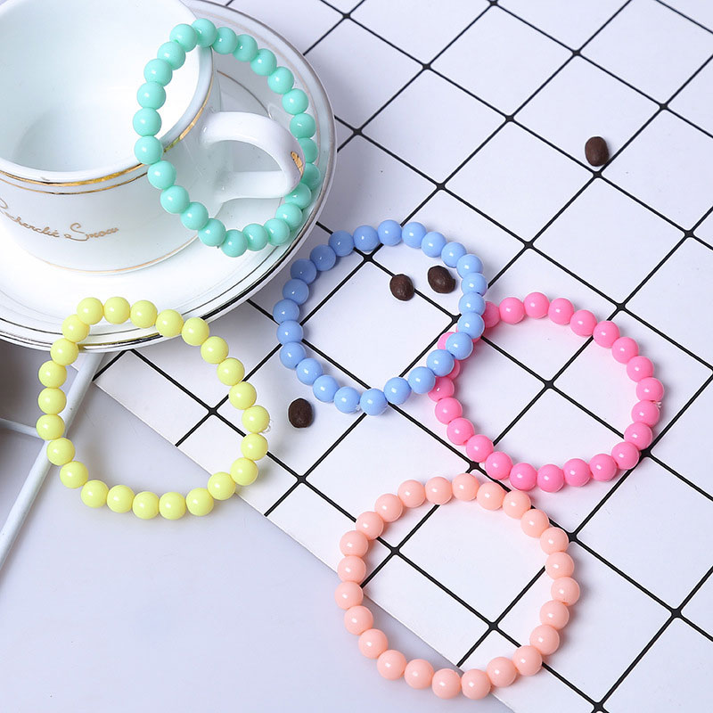 

8mm New Handmade Candy color Girl Beaded Charm Bracelets Jewelry Children Birthday Party Gift Free Shipping