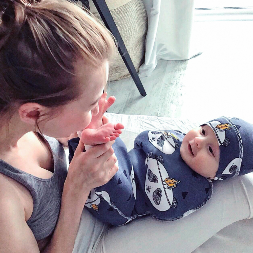15590 Newborn Infant Baby Swaddle Wrap Sleeping Bags Baby Soft Cocoon Sleep Sack with Hat-image-548785878