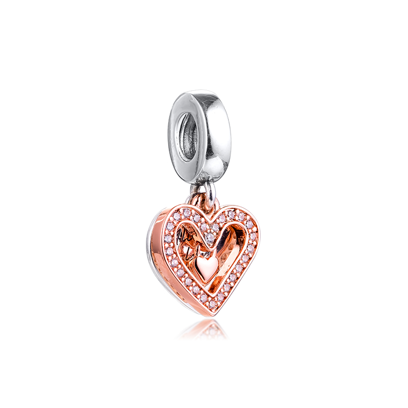

Silver Beads Sparkling Freehand Heart Dangle Charm Sterling-Silver-jewelry Bead Fits Pandora Bracelets DIY Woman Original 925 Charms