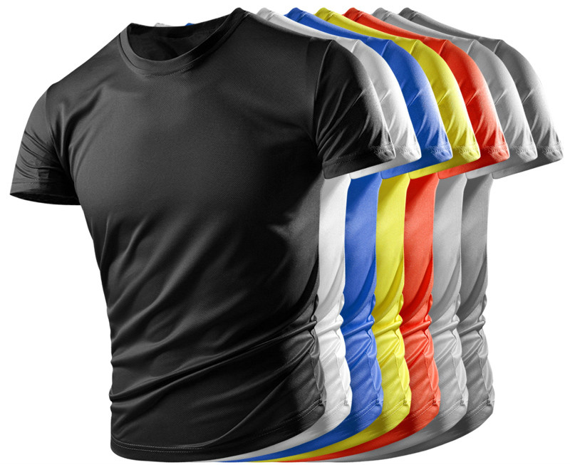 

Compression Quick dry T-shirt Men Running Sport Skinny Short Tee Shirt Male Gym Fitness Bodybuilding Workout Black Tops Clothing, Beige