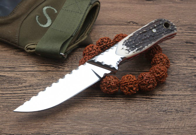 

HARNDS Qingshuang knife 9cr18mov blade antler handle Hunting Knife Multi Tools Pocket xmas gift knife for man 1pcs Adul