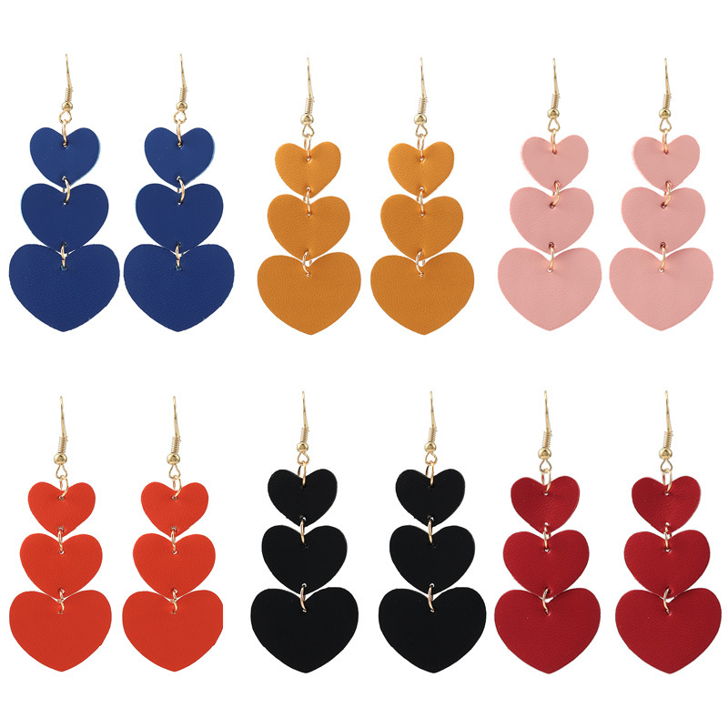 

Kimter Heart Leather Earrings for Lady Lightweight Fashion Double-sided Dangle Drop Earring Women Girls Valentine's Day Gift U45FA