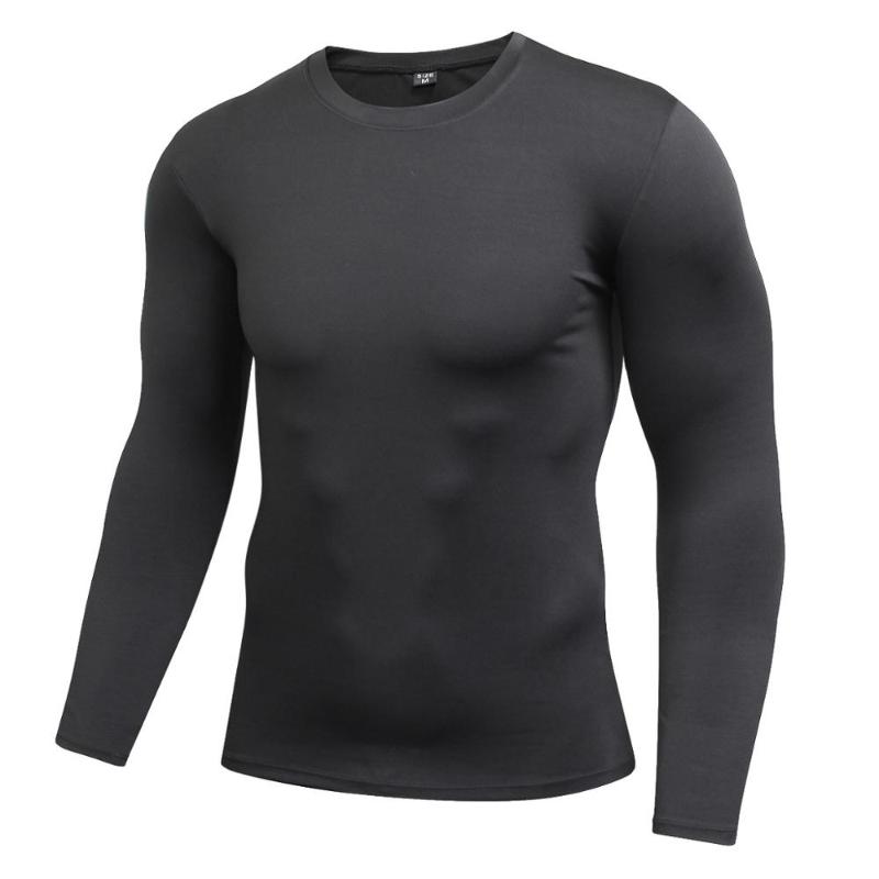 

Men' Pure Color Sports Tight Elastic Sweating Quick Drying Long Sleeved Shirt Compression Fitness Shirt Quick Dry T-Shirt Tee