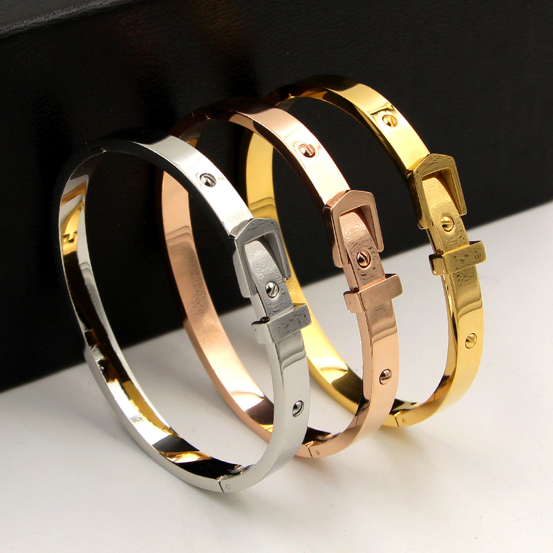 

Wholesale- fashion women jewelry 18K gold plated bangle adjustable size Watch strap style for women birthday gift