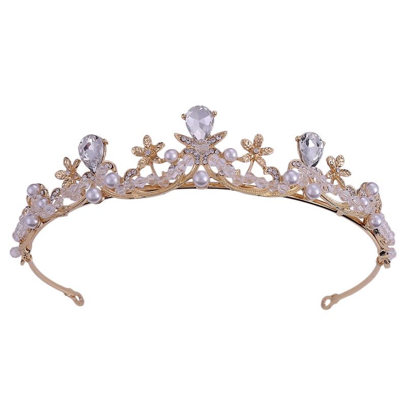 

Pearl Rhinestone Diadem Headpiece Crystal Tiaras and Crowns Bridal Hair Jewelry Women Wedding Hair Accessories