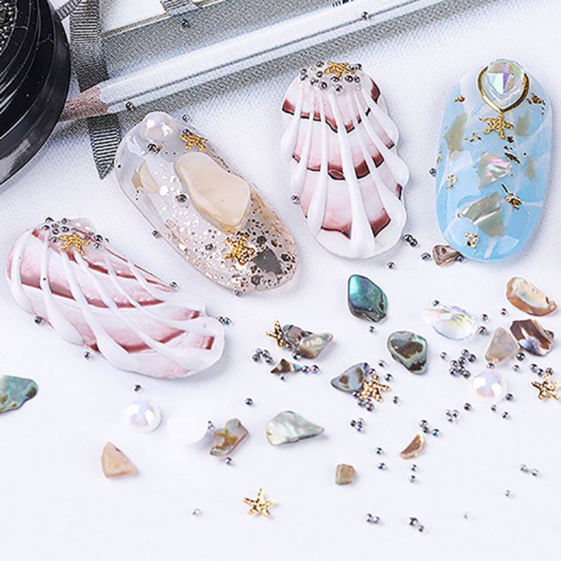 

Nail Rhinestones Shiny Shell Pearl Jewelry Decor Nail Tip DIY Fashion Manicure Accessory-u W