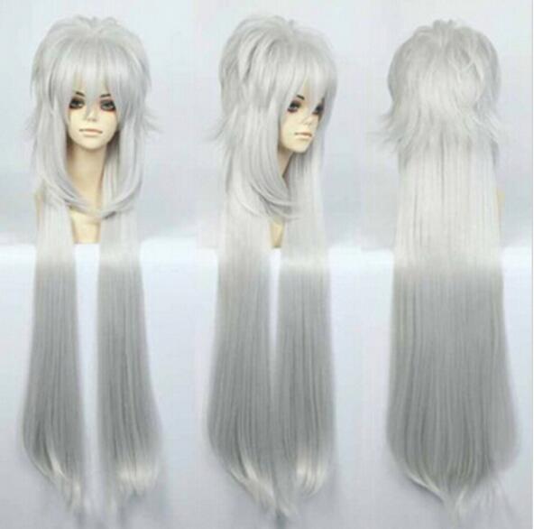 

FREE SHIPPING + + The Sword Dance Touken Ranbu Kogitsunemaru Silver White Long Cosplay Full Wig, Picture color