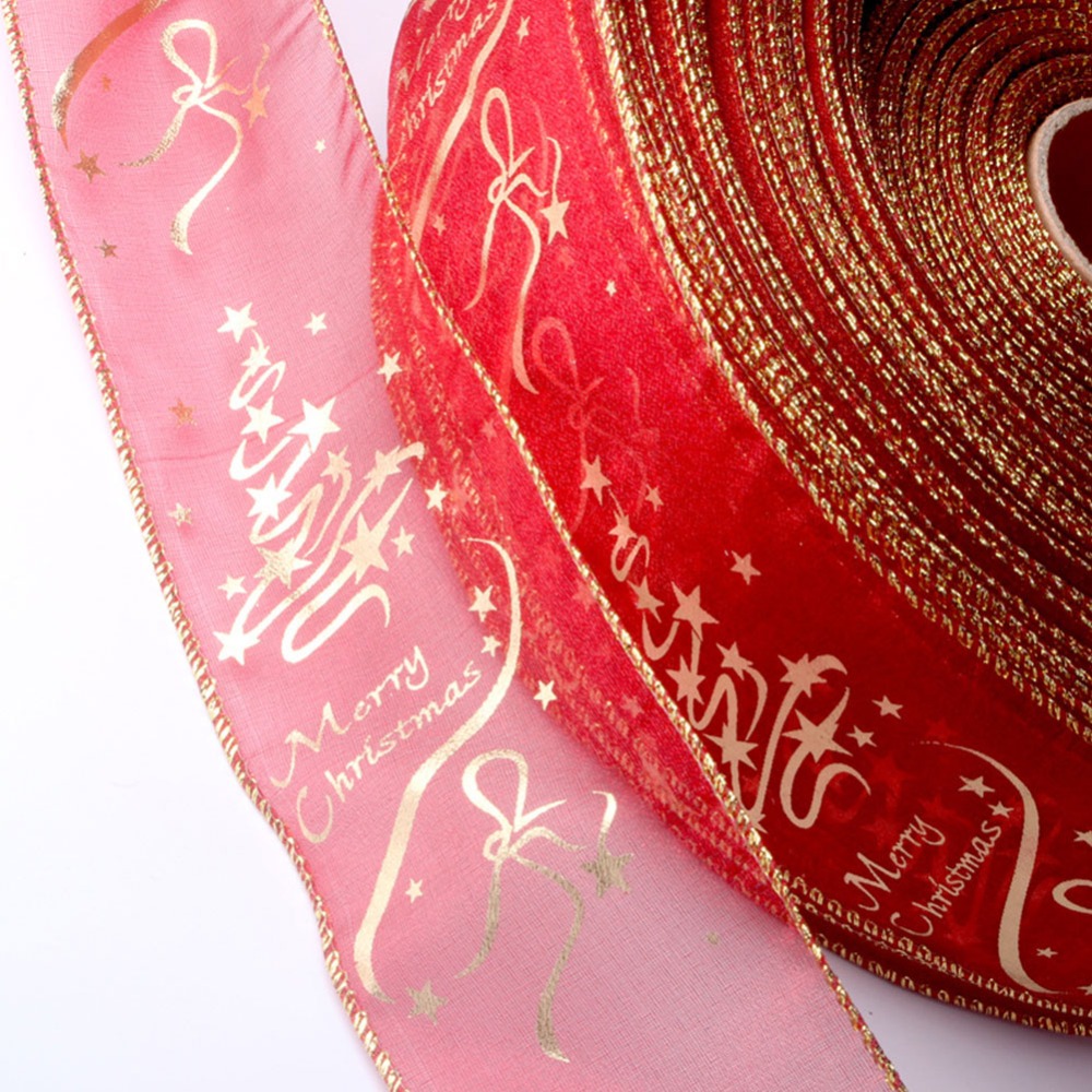 

Christmas Bow Band DIY Organza Ribbon Christmas Tree Gift Box Bow Decorations for Home Wedding Xmas Party Festive Supplies