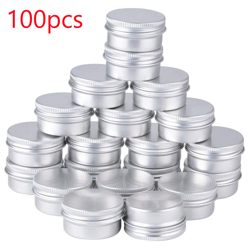 

100pcs Aluminum Jar Tins Aluminum Tins Container Round Screw Lid Containers Jars Metal Storage Tin Jars Cans Food Tins Many Sizes