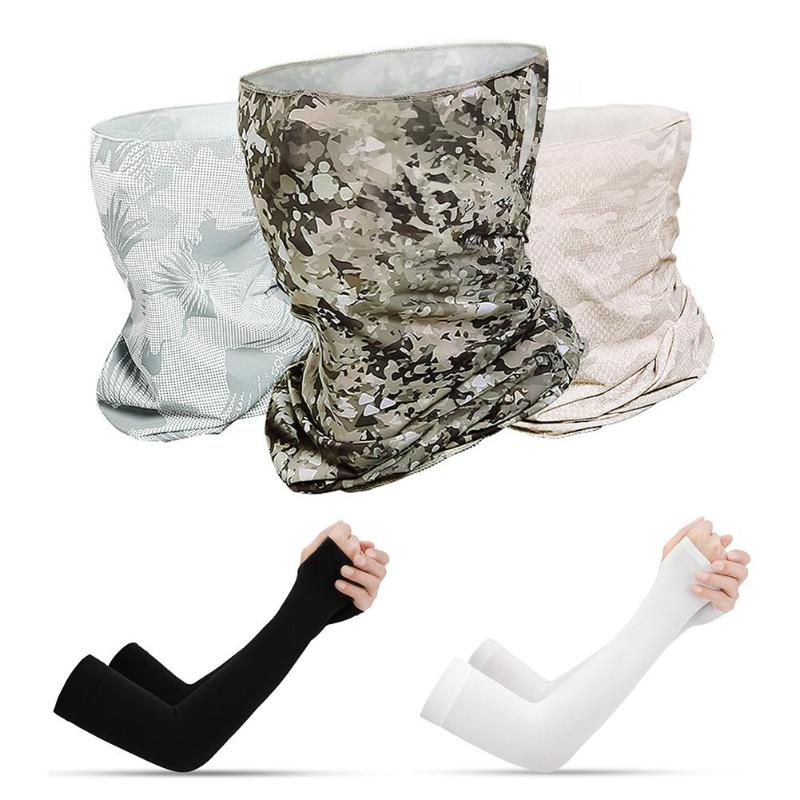 

Camouflage Print Dust-proof Anti-UV Outdoor Scarf Neck Gaiter Arm Sleeves Set Outdoor Fishing Hats Caps Cycling Fishing cap