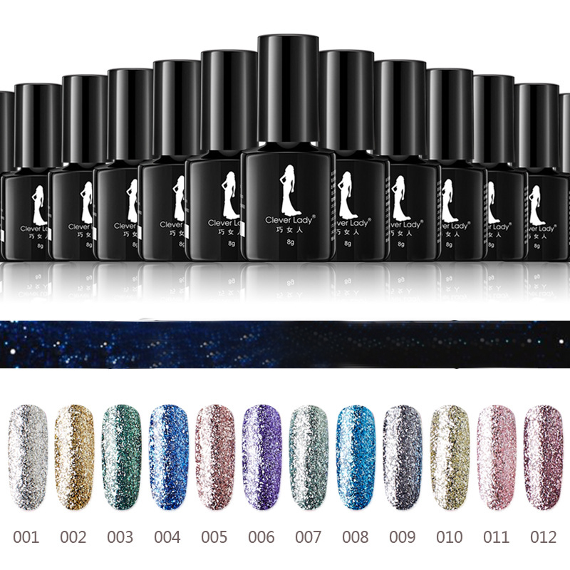

New Magic Glitter Nail Polish Platinum Series Shining Soak Off Nail UV Gel Varnish for Stamping Sequins Manicure Art Polish