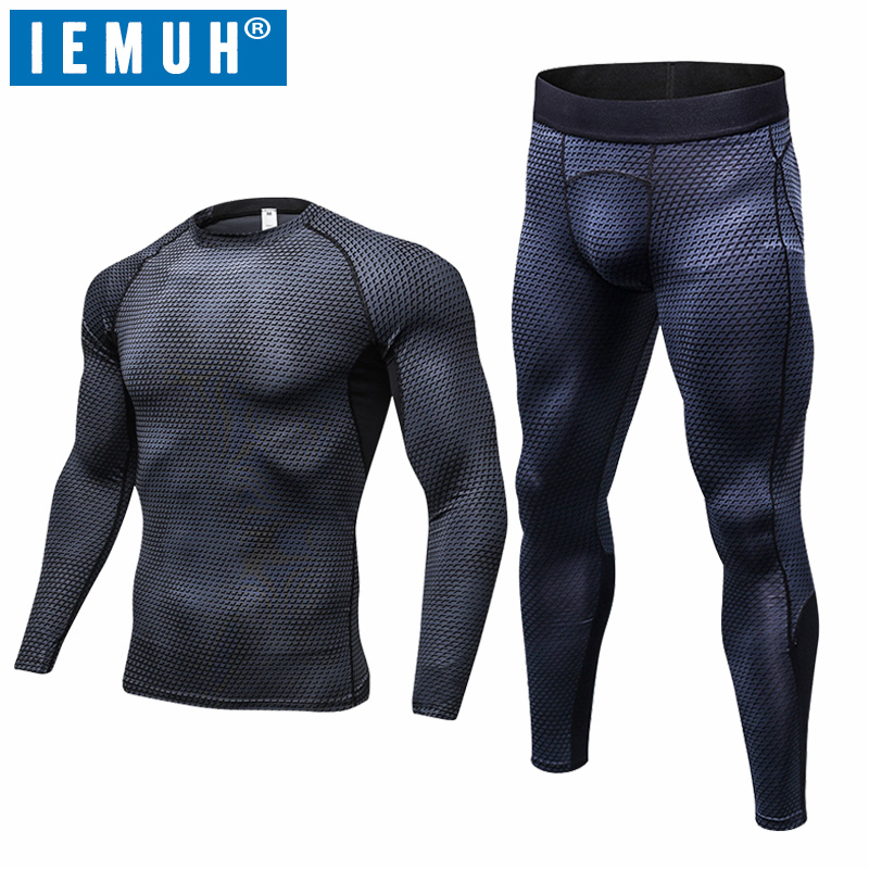 

IEMUH Outdoor Sports Men Winter Spring Thermal Underwear Breathable Quick Dry Fitness Hiking Ski Men Long Underwear Suit, Blue