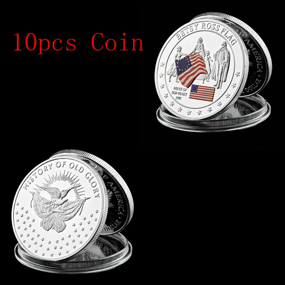 10PCS/Lot 1777 Betsy Ross USA Flag Challenge Coin Craft History of Glory Copy Badge Collection-image-534209649