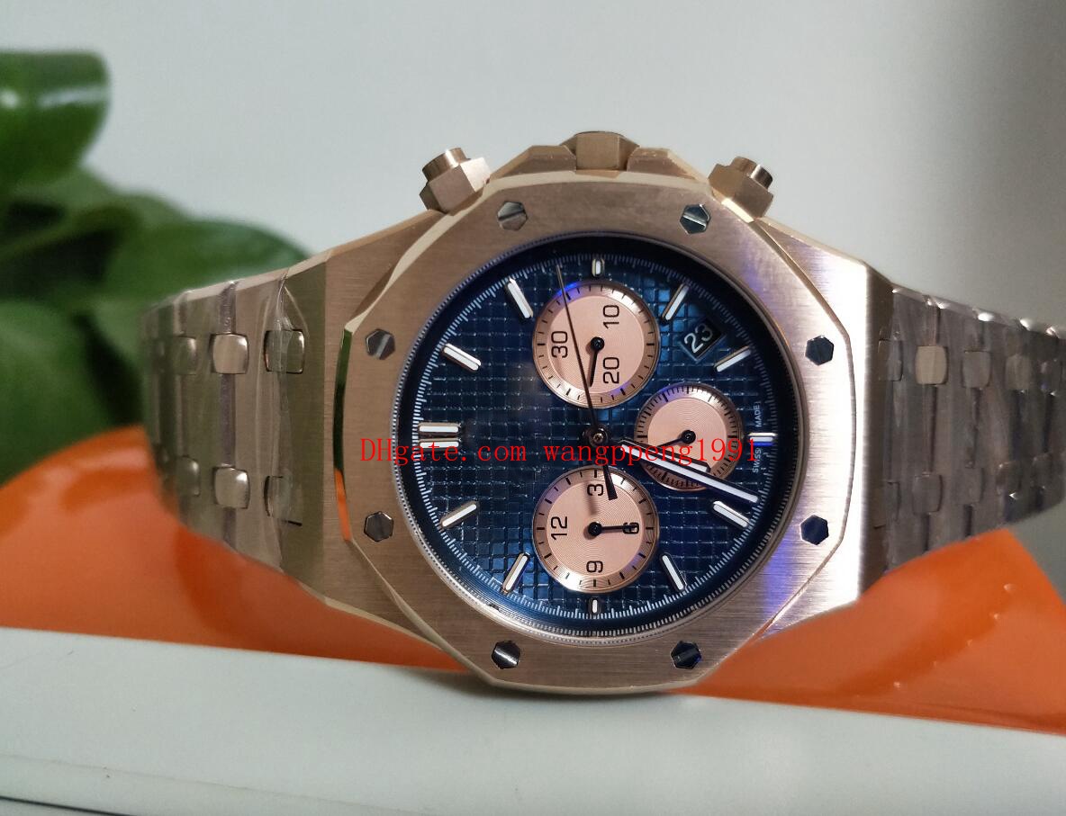 

2 Style Luxury high quality Watch 42MM black dial 26331BA.OO.1220BA.01 VK Quartz 18K Rose Gold Chronograph Workin Sport Men's Watches