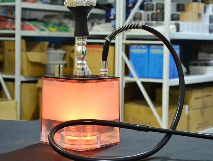 Collectables Uk Arab Shisha Hookah Set With Led Lamp Portable Square Box Acrylic Hokah Shish Shisha Pipes Utit Vn