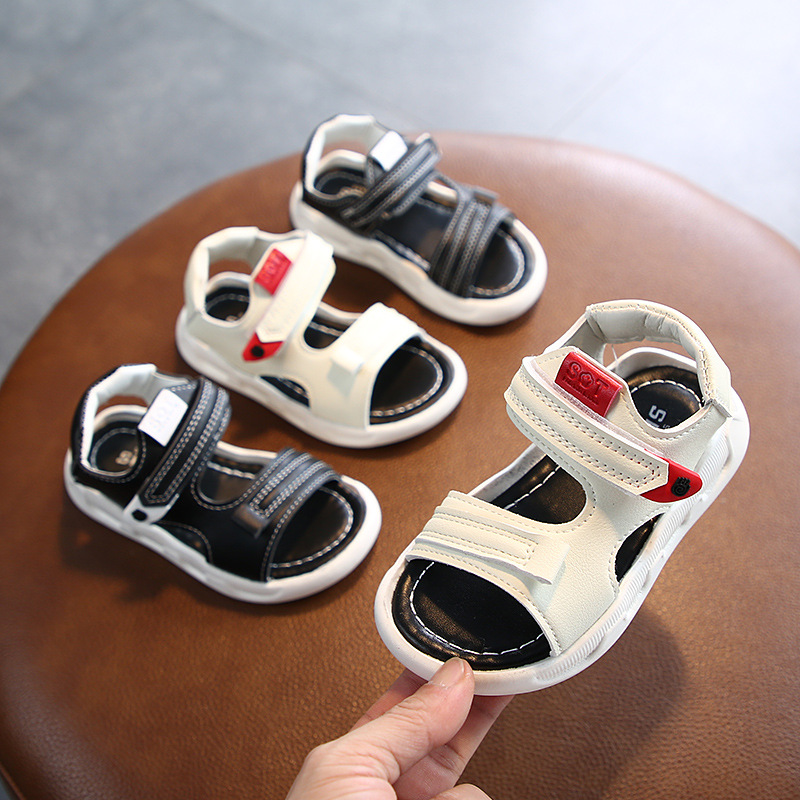 

Summer 2020 New Children Sandals Girls Baby Shoes Boys Toddler Sandals Solid Soft Bottom Beach Shoes for Kids Size 21-30, Black